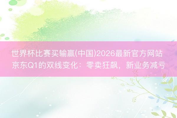 世界杯比赛买输赢(中国)2026最新官方网站 京东Q1的双线变化：零卖狂飙，新业务减亏