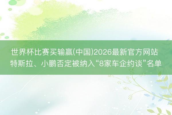 世界杯比赛买输赢(中国)2026最新官方网站 特斯拉、小鹏否定被纳入“8家车企约谈”名单