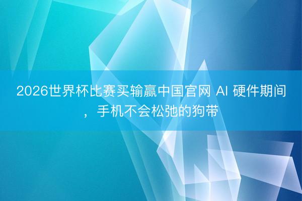 2026世界杯比赛买输赢中国官网 AI 硬件期间，手机不会松弛的狗带