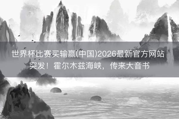 世界杯比赛买输赢(中国)2026最新官方网站 突发!霍尔木兹海峡,传来大音书