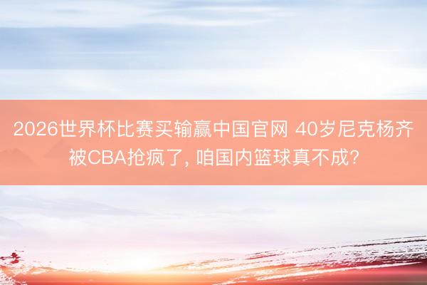 2026世界杯比赛买输赢中国官网 40岁尼克杨齐被CBA抢疯了， 咱国内篮球真不成?