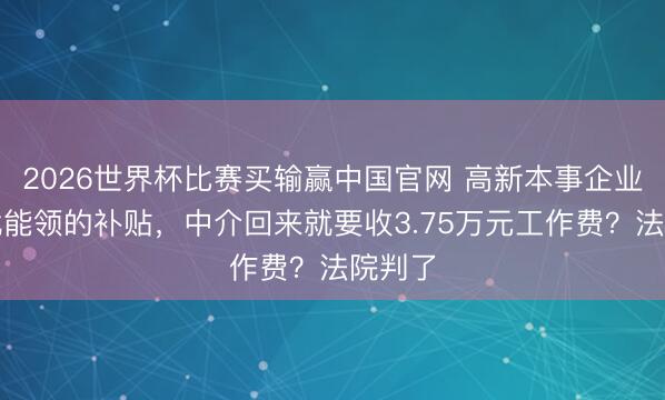 2026世界杯比赛买输赢中国官网 高新本事企业填表就能领的补贴，中介回来就要收3.75万元工作费？法院判了