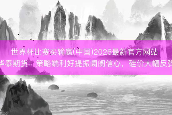 世界杯比赛买输赢(中国)2026最新官方网站 华泰期货:策略端利好提振阛阓信心,硅价大幅反弹