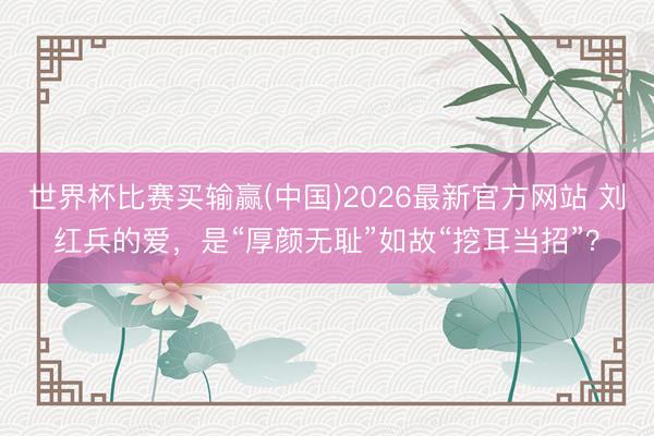 世界杯比赛买输赢(中国)2026最新官方网站 刘红兵的爱，是“厚颜无耻”如故“挖耳当招”？